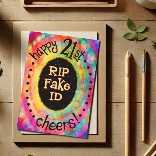 Plezier Gelukkige 21e Verjaardag RIP Fake ID Grapp Kaart