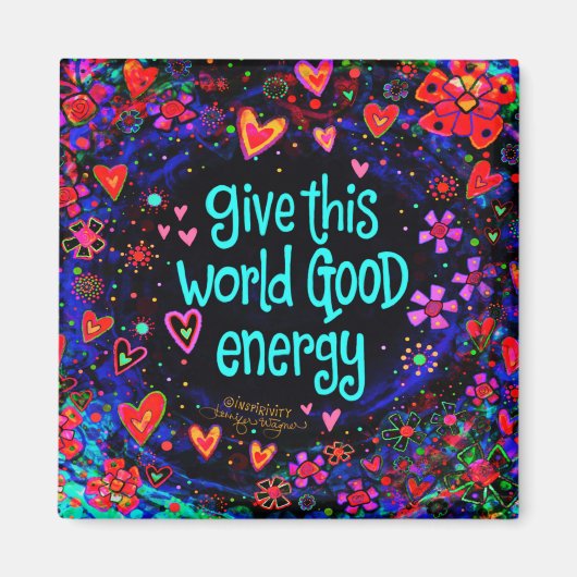 Plezier Goede energie Floral Inspirivity Magnet (Voorkant)