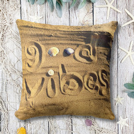 Plezier Goede Vibes Quote Strand Zand Shells Foto  Kussen