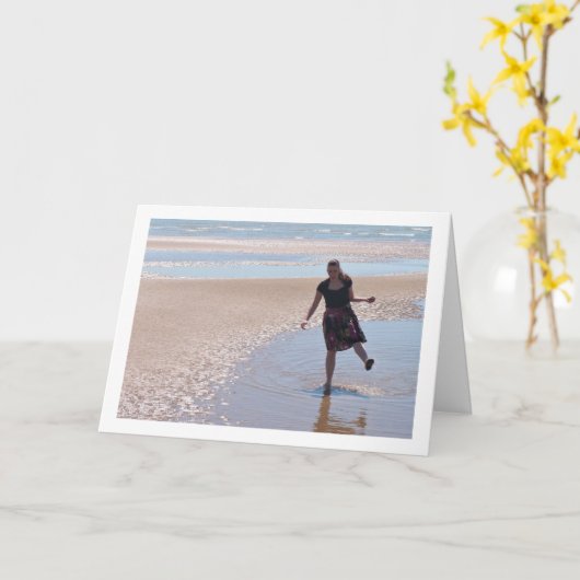 Plezier hebben op het strand kaart (Gele Bloem)