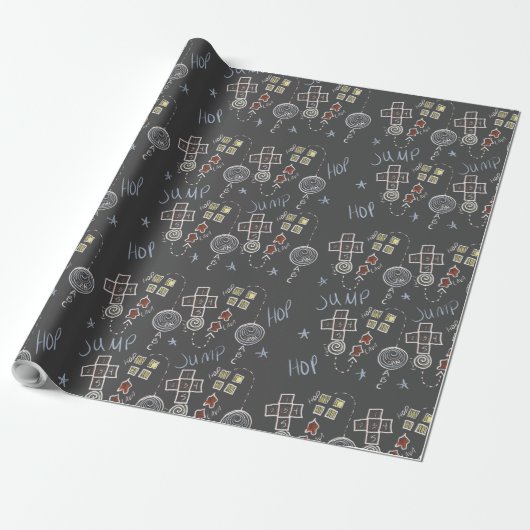 Plezier hinkelspel educatieve kinderkrijtpatroon g cadeaupapier (Uitgerold)