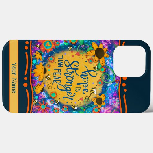 Plezier, hoop sterker dan angst Quote gepersonalis Case-Mate iPhone Case (Achterkant (horizontaal))