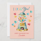 Plezier Ik kauwt je hart Gom Ball Machine Valentij Feestdagenkaart (Voorkant)