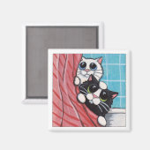 Plezier in de douche - Kattenmagneet Magneet (Voorkant / Achterkant)