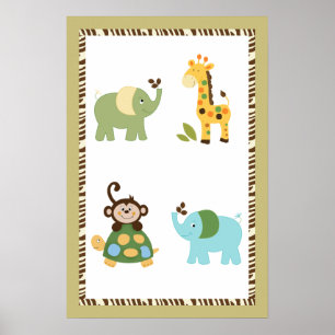 Plezier in de Jungle Kinderkamer Kunst Poster 16x2