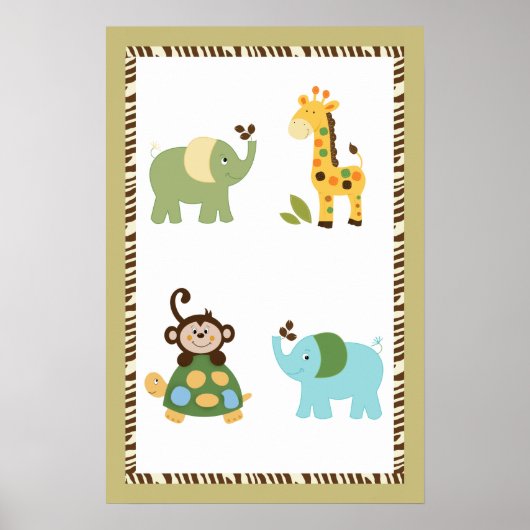 Plezier in de Jungle Kinderkamer Kunst Poster 16x2 (Voorkant)