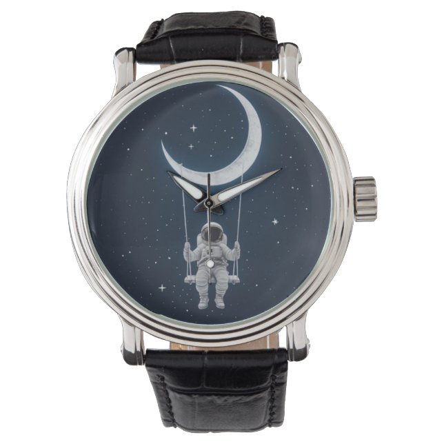 Plezier in de ruimte - Astronaut Swingend op de ma Horloge (Voorkant)