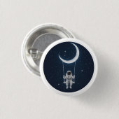 Plezier in de ruimte - Astronaut Swingend op de ma Ronde Button 3,2 Cm (Voorkant /achterkant)