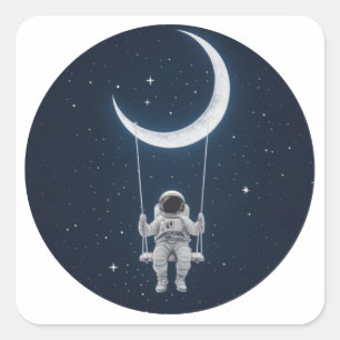 Plezier in de ruimte - Astronaut Swingend op de ma Vierkante Sticker