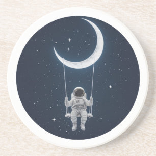Plezier in de ruimte - Astronaut Swingend op de ma Zandsteen Onderzetter