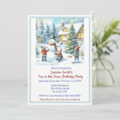 Plezier in de sneeuw Kinderverjaardag Kaart (Staand voorkant)