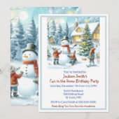 Plezier in de sneeuw Kinderverjaardag Kaart (Voorkant / Achterkant)