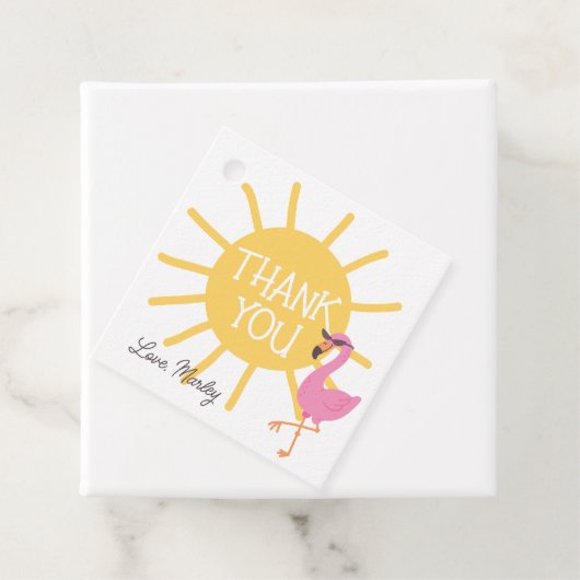 Plezier in de Sun Beach Animal Flamingo Dank u Bedankjes Labels (In situ)