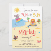 Plezier in de Sun Beach Animal Verjaardag Party An Kaart (Voorkant)