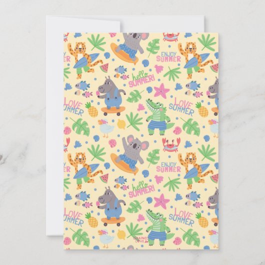 Plezier in de Sun Beach Animal Verjaardag Party An Kaart (Achterkant)