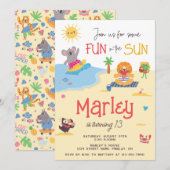 Plezier in de Sun Beach Animal Verjaardag Party An Kaart (Voorkant / Achterkant)