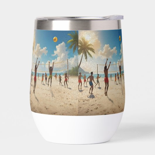 Plezier in de Sun Beach Volleybal olieverf, (Links)