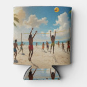 Plezier in de Sun Beach Volleybal olieverf, Blikjeskoeler (Voorkant)