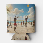 Plezier in de Sun Beach Volleybal olieverf, Blikjeskoeler (Achterkant)