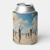 Plezier in de Sun Beach Volleybal olieverf, Blikjeskoeler (Blikje Achterkant)