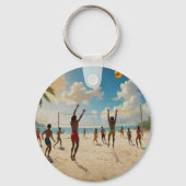 Plezier in de Sun Beach Volleybal olieverf, Sleutelhanger (Voorkant)