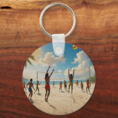 Plezier in de Sun Beach Volleybal olieverf, Sleutelhanger (Voorkant)