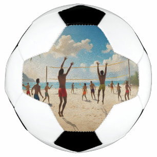 Plezier in de Sun Beach Volleybal olieverf, Voetbal