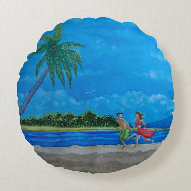 Plezier in de Sun Run Rond Kussen (Voorkant)