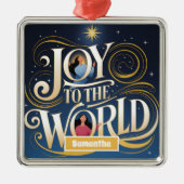 Plezier in de wereld met kerst metalen ornament (Voorkant)