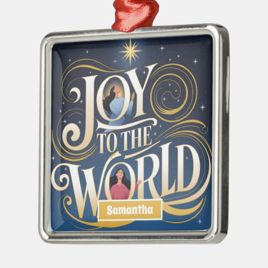 Plezier in de wereld met kerst metalen ornament (Links)
