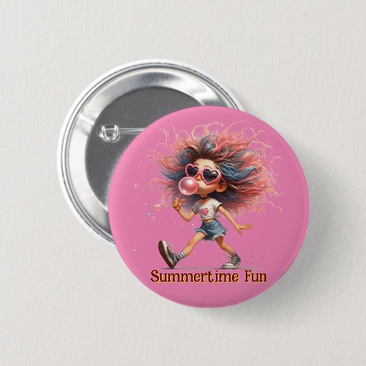 Plezier in de zomer ronde button 5,7 cm (Voorkant /achterkant)