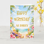 Plezier in de zon aangepaste verjaardag kaart (Gele Bloem)