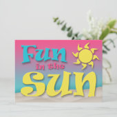 Plezier in de zon - Beach Party Uitnodigingen (Staand voorkant)