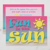 Plezier in de zon - Beach Party Uitnodigingen (Voorkant / Achterkant)