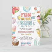 Plezier In De Zon, Einde Schoolfeest Uitnodiging (Staand voorkant)