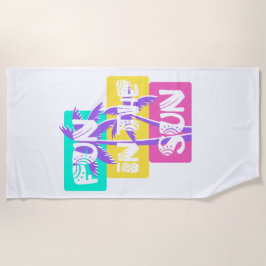 Plezier in de zon - Kleurrijke zomerpalmboom Strandlaken