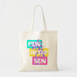 Plezier in de zon - Kleurrijke zomerpalmboom Tote Bag