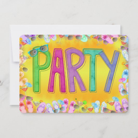 Plezier In de Zon Party Kaart (Voorkant)