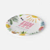 Plezier in de Zon Roze Papieren Bordje (Gekanteld)