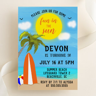 Plezier in de Zon Strand Verjaardagsfeestje Kaart