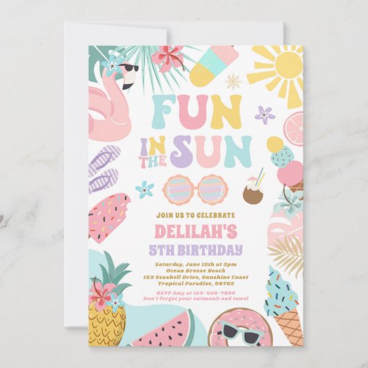 Plezier in de zon tropisch strand verjaardagsfeest kaart (Voorkant)
