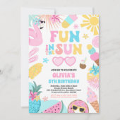 Plezier in de zon tropisch strand verjaardagsfeest kaart (Voorkant)