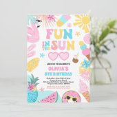 Plezier in de zon tropisch strand verjaardagsfeest kaart (Staand voorkant)