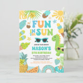 Plezier in de zon tropisch strand verjaardagsfeest kaart (Staand voorkant)