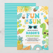 Plezier in de zon tropisch strand verjaardagsfeest kaart (Voorkant / Achterkant)