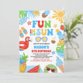 Plezier in de zon tropisch strand verjaardagsfeest kaart (Staand voorkant)