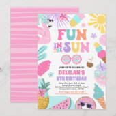 Plezier in de zon tropisch strand verjaardagsfeest kaart (Voorkant / Achterkant)