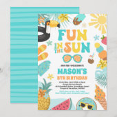 Plezier in de zon tropisch strand verjaardagsfeest kaart (Voorkant / Achterkant)