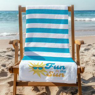 ☀️ Plezier in de Zon Tropische Turquoise Streep Strandlaken
