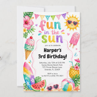 Plezier in de Zon Tropische Verjaardag in de Zomer Kaart